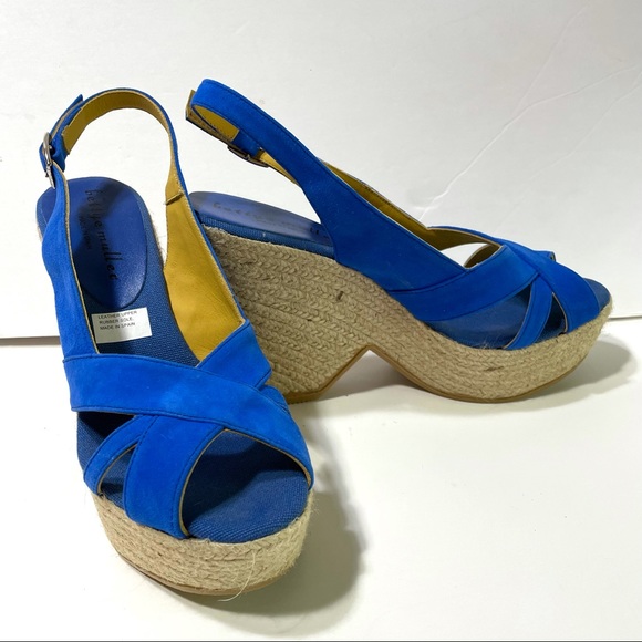 $220 Bettye Muller plage wedge sandal blue - Picture 11 of 11
